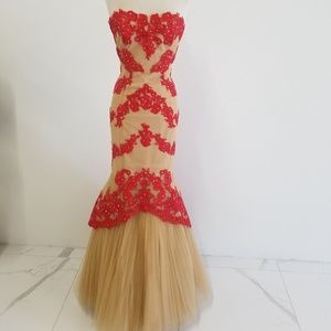 Sherri Hill 21270 Red/Nude Lace